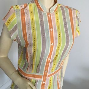 Robert Graham striped capsleeved button up top